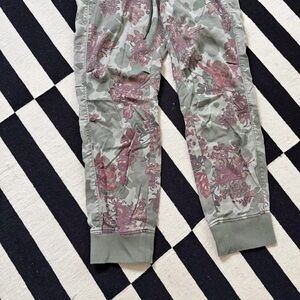 Anthropologie Green and Purple Floral Joggers